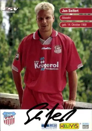 Autogrammkarte Fußballer Jan Seifert, FSV Zwickau, Autogramm