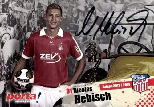 Autogrammkarte Fußballer Nicolas Hebisch, FSV Zwickau, Autogramm