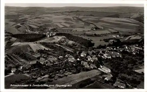 Ak Zweibrücken in der Pfalz, Luftaufnahme von Schmitshausen, ländliche Landschaft, wochenendliche