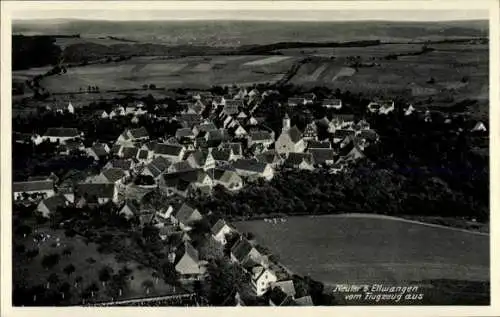 Ak Ellwangen an der Jagst Württemberg, Luftbild von  r Stil, klare Sicht, landwirtschaftliche Flä