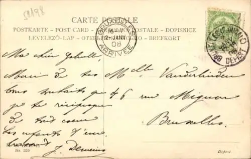 Künstler Ak Ulreich, F., Glückwunsch Neujahr, Hasen fahren Ski