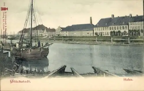 Ak Glückstadt an der Elbe, Hafen