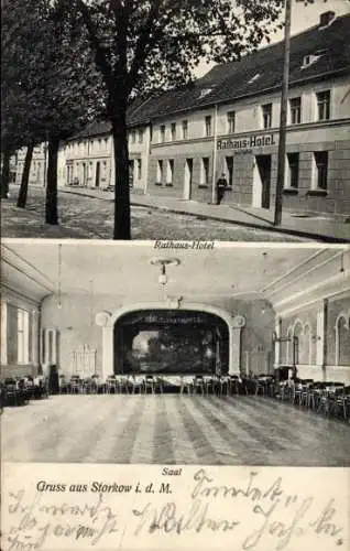 Ak Storkow in der Mark, Rathaus-Hotel, Saal