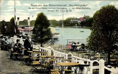 Ak Berlin Köpenick, Müggelsee, Riesenrestaurant Neu-Heringsdorf