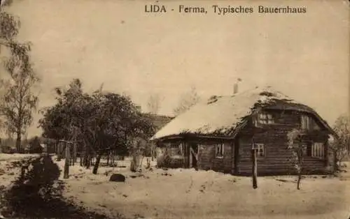 Ak Lida Weißrussland, Typisches Bauernhaus