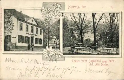 Ak Kettwig Essen im Ruhrgebiet, Hotel Jägerhof, Gartenpartie