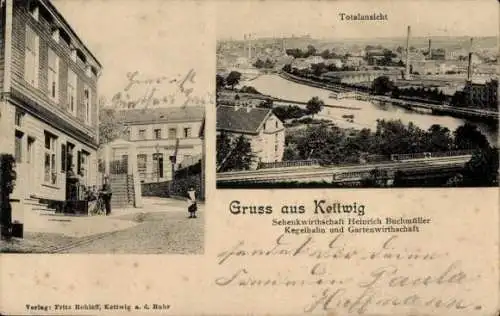 Ak Kettwig Essen im Ruhrgebiet, Gesamtansicht, Schenkwirthschaft Heinrich Buchmüller