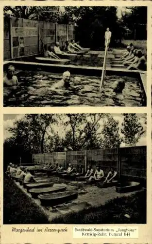 Ak Kettwig Essen im Ruhrgebiet, Stadtwald-Sanatorium Jungborn, Morgenbad im Herrenpark