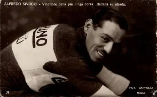 Ak Radrennfahrer Alfredo Sivocci, italienischer Langstreckenfahrer