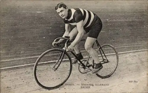Ak Radrennfahrer Bader, deutscher Sprinter