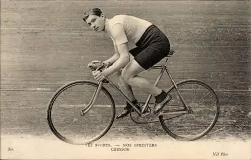 Ak Radrennfahrer Cresson, französischer Sprinter