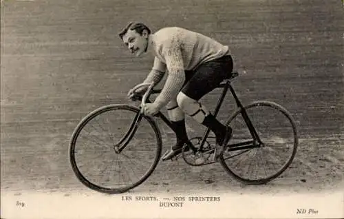 Ak Radrennfahrer Dupont, französischer Sprinter