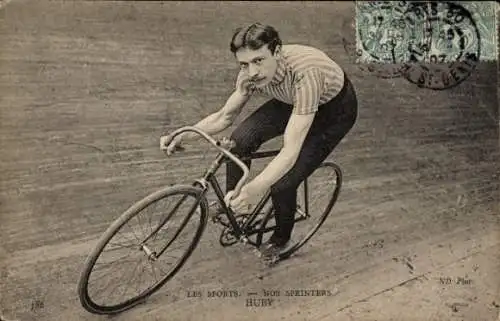 Ak Radrennfahrer Huby, französischer Sprinter