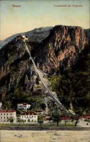 Ak Bozen Bolzano Südtirol, Totalansicht der Virglbahn