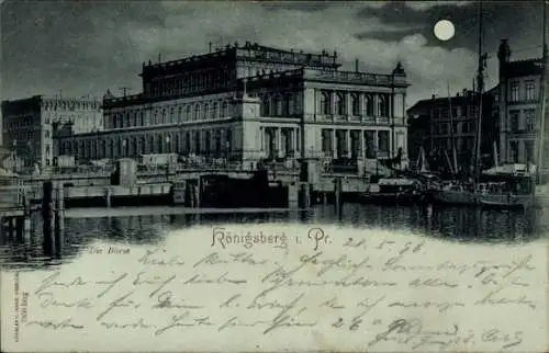 Mondschein Ak Kaliningrad Königsberg Ostpreußen, Die Börse