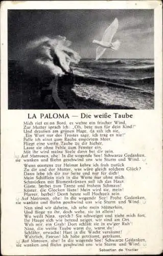 Lied Ak La Paloma, Die weiße Taube von Sebastian de Yradier