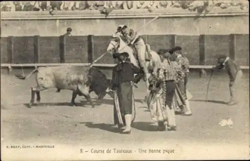 Ak Stierkampf, Course de Taureaux, Une bonne pique