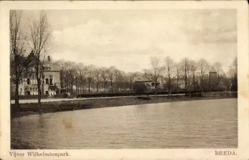 Ak Breda Nordbrabant Niederlande, Auf der Vorderseite ist ein See im Wilhelminapark in Breda z...