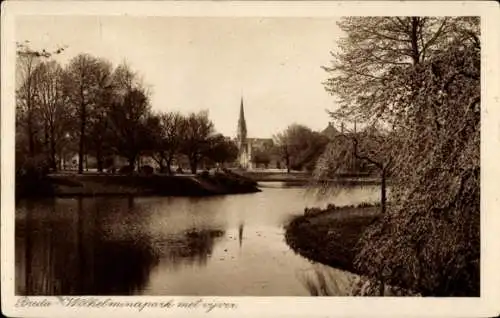Ak Breda Nordbrabant Niederlande, Breda Wilhelminapark mit vijver