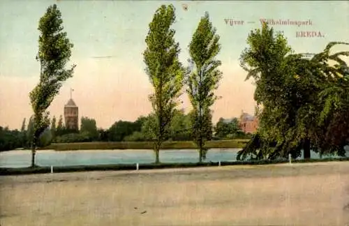 Ak Breda Nordbrabant Niederlande, Wilhelminapark, Vijver