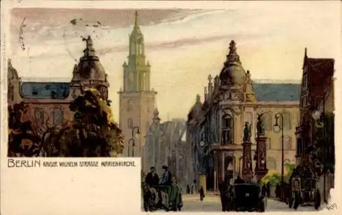 Künstler Litho Kley, Heinrich, Berlin Mitte, Kaiser Wilhelm Straße, Marienkirche