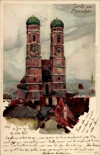 Künstler Litho Kley, Heinrich, München Bayern, Frauenkirche