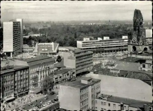 Ak Berlin Charlottenburg, Kurfürstendamm, Hardenbergstraße, Zoologischer Garten, Gedächtniskirche