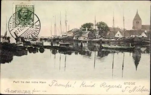 Ak Stege Insel Mon Dänemark, Hafenansicht, Boote,  Dänemark