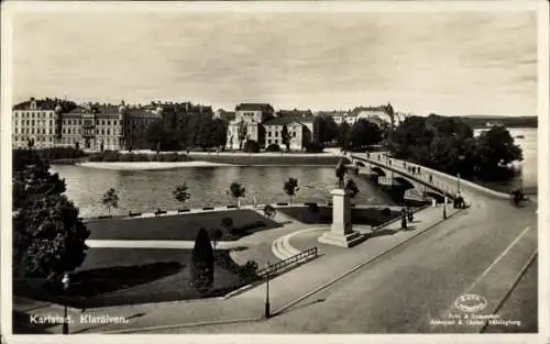 Ak Karlovy Vary Karlsbad Stadt, Klarälven, Anlagen, Denkmal, Brücke