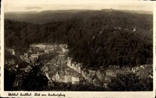 Ak Karlovy Vary Karlsbad Stadt, Blick vom Dreikreuzberg