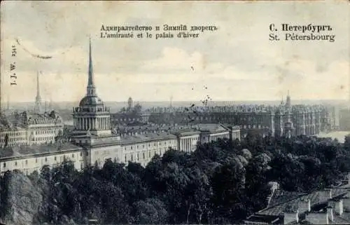 Ak Sankt Petersburg Russland, Admiralität, Winterpalais, Ansicht von Sankt Petersburg
