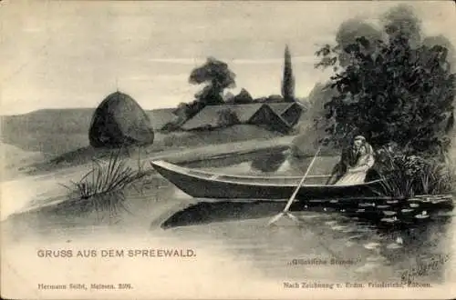 Künstler Ak Friedrichs, E., Gruss aus dem Spreewald, Glückliche Stunde