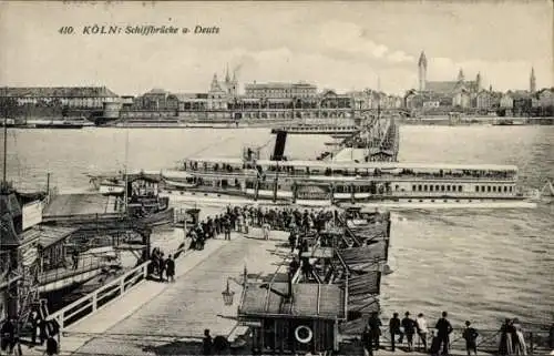 Ak Dampfer Deutscher Kaiser, Köln Düsseldorfer Rhein Dampfschifffahrt, Schiffbrücke Deutz, Dampfe