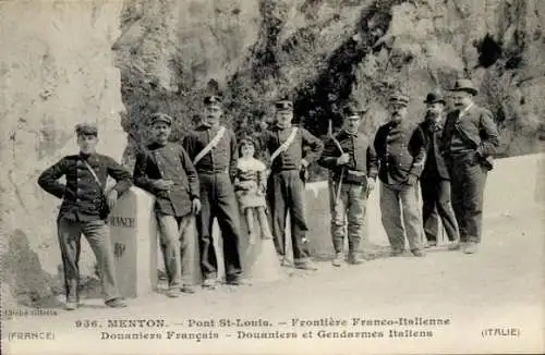 Ak Menton Alpes Maritimes, Pont Saint Louis, Frontière Franco Italienne