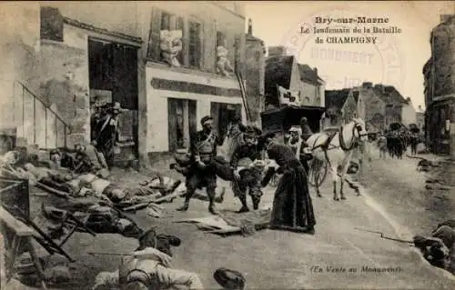 Künstler Ak Bry sur Marne, Le lendemain de la Btaille de Champigny