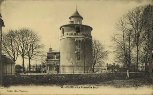 Ak Vaujours Seine Saint Denis, La Nouvelle Tour, alte Architektur, Bauelemente, Natur, Bäume