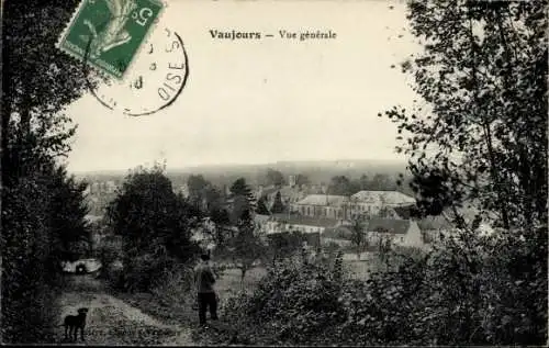 Ak Vaujours Seine Saint Denis, Landschaftsansicht von  allgemeine Ansicht, Hund im Vordergrund