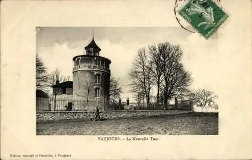 Ak Vaujours Seine Saint Denis, La Nouvelle Tour, Gebäude, Baum