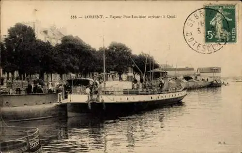 Ak Lorient Morbihan, Vapeur Post-Louisien arrivant a Quai