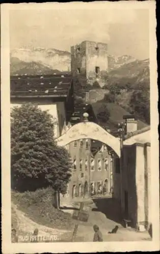 Ak Rattenberg am Inn Tirol, Tür von  Turm im Hintergrund, Berge im Hintergrund