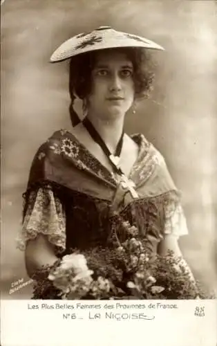 Ak Nizza, Frauenportrait in Tracht