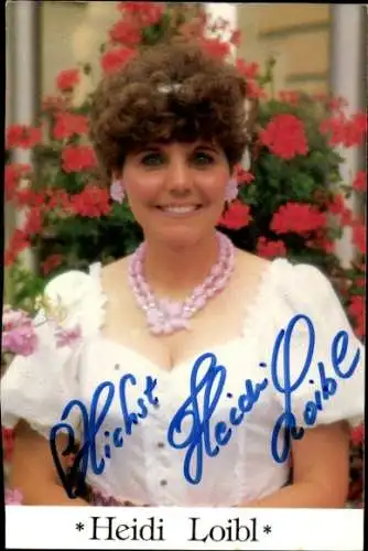 Autogrammkarte Sängerin Heidi Loibl, Portrait, Autogramm