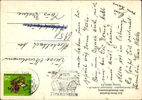 Autogrammkarte Jodlerin Erni Weiss, Portrait mit Gitarre, Autogramm