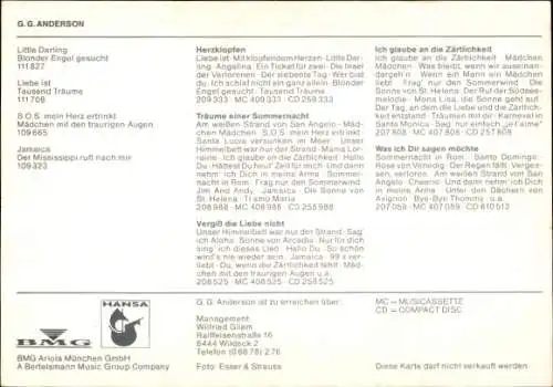 Ak Sänger G. G. Anderson, Portrait, Autogramm