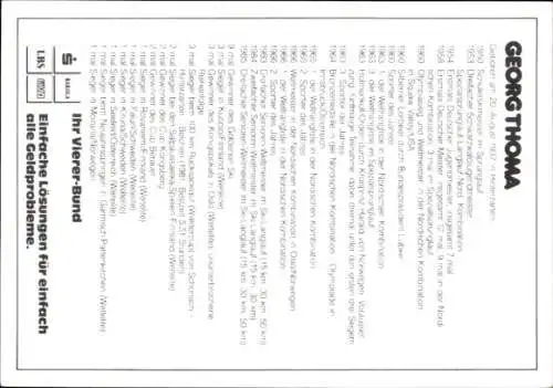 Autogrammkarte Skispringer Georg Thoma, Portrait, Autogramm