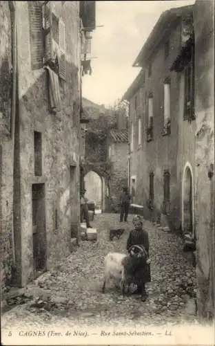 Ak Cagnes sur Mer Alpes Maritimes, Rue Saint-Sebastien
