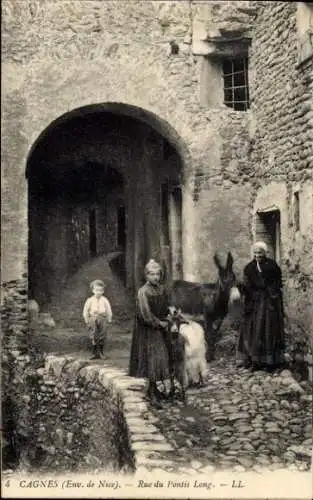 Ak Cagnes sur Mer Alpes Maritimes, Rue du Pontis Long