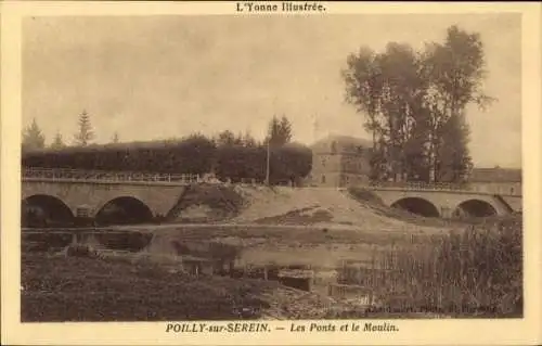 Ak Poilly sur Serein Yonne, Brücken, Moulin