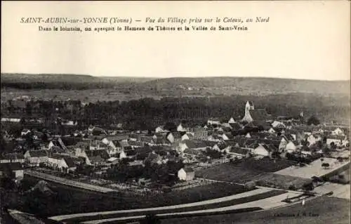 Ak Saint Aubin sur Yonne, Vue du Village prise sur le Coteau, au Nord