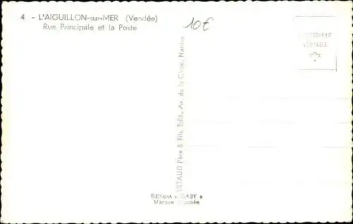 Ak L'Aiguillon sur Mer Vendee, Rue Principale, Post